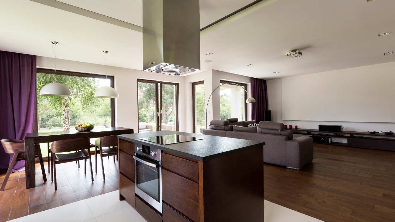 Dark brown kitchen cabinets