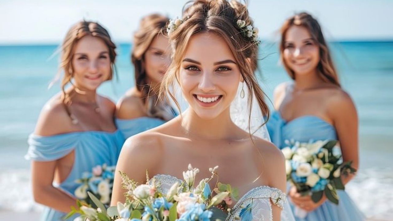 light blue bridesmaid dresses